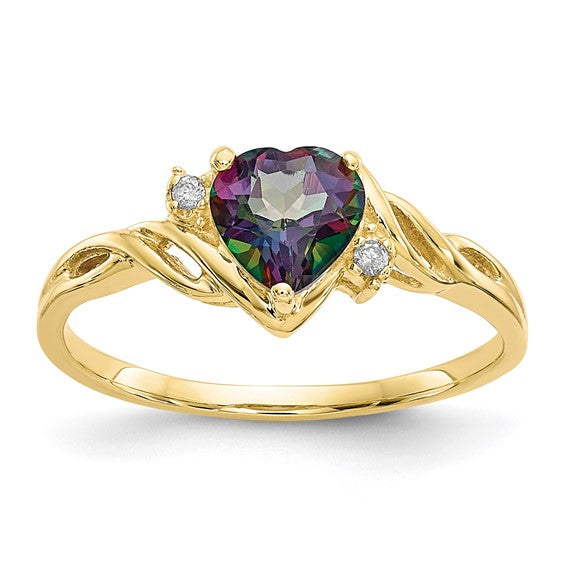 Heart Mystic Fire Topaz and Diamond Ring