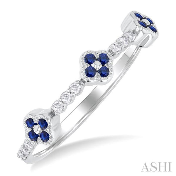 Clover Sapphire and Diamond Ring