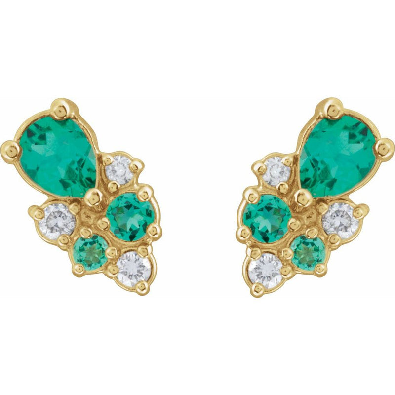 Lab Grown Emerald Custer Earrings