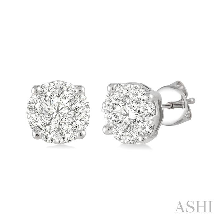 Round shape lovebright essential diamond stud earrings