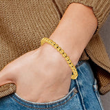 Stainless Steel Polished Yellow IP-plated 6mm Beaded 7.75 inch Stretch Bracelet