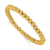 Stainless Steel Polished Yellow IP-plated 6mm Beaded 7.75 inch Stretch Bracelet