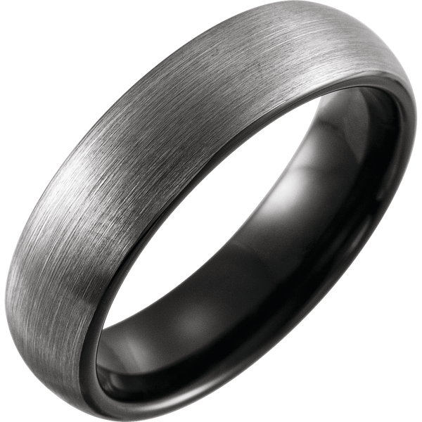 Black PVD Tungsten 6 mm Half Round Satin Band